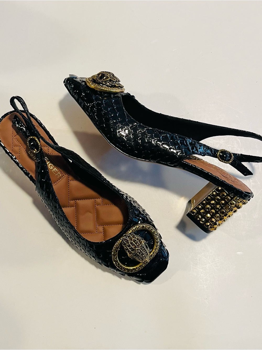 Kurt Geiger London Women’s Chelsea Animal Print Block Slingback Heels Size EU 40